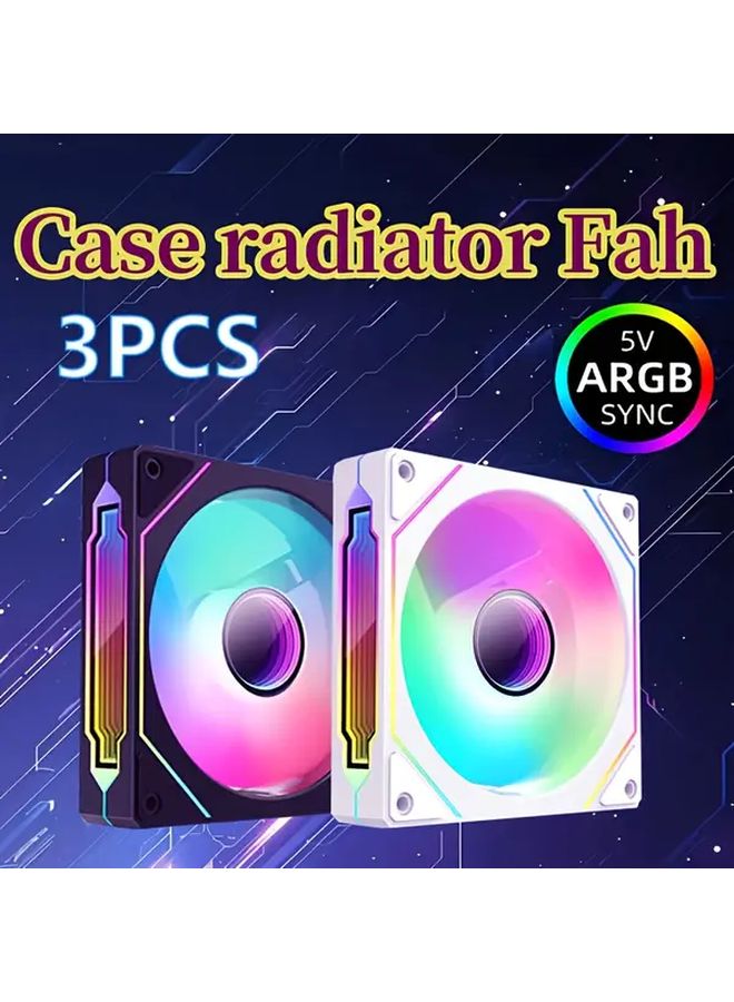 3 قطع مروحة تبريد علبة L J4Pro 4.72 بوصة ARGB 5 فولت ثلاثي السن أسود عكسي الألوان - Image 3